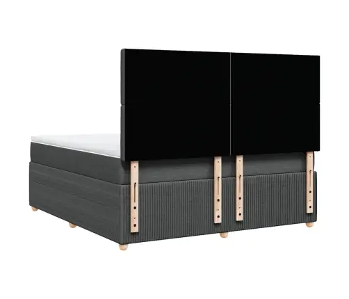 Atsperu Gulta Ar Matraci, Tumši Pelēks, 180X200 Cm, Audums Vidaxl