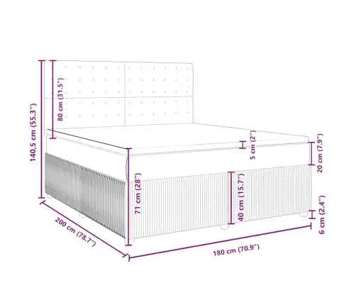 Atsperu Gulta Ar Matraci, Pelēkbrūns, 180X200 Cm, Audums Vidaxl