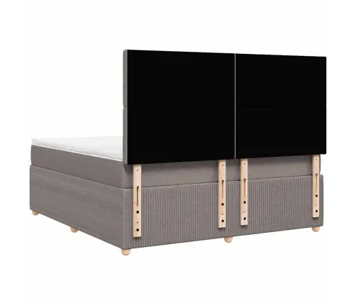 Atsperu Gulta Ar Matraci, Pelēkbrūns, 180X200 Cm, Audums Vidaxl