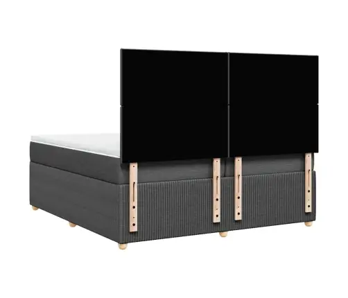 Lova Su Spyruoklėmis Ir Čiužiniu, Tamsiai Pilka, 200X200 Cm