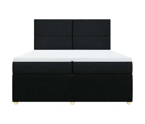 Lova Su Spyruoklėmis Ir Čiužiniu, Juoda, 200X200 cm Audinys