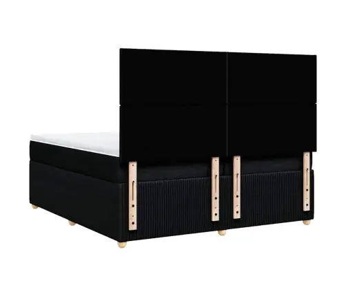 Lova Su Spyruoklėmis Ir Čiužiniu, Juoda, 200X200 cm Audinys