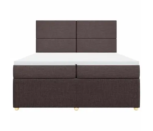 Atsperu Gultas Rāmis Ar Matraci, Tumši Brūna, 200X200Cm, Audums Vidaxl