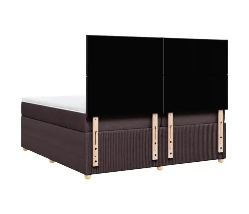 Atsperu Gultas Rāmis Ar Matraci, Tumši Brūna, 200X200Cm, Audums Vidaxl