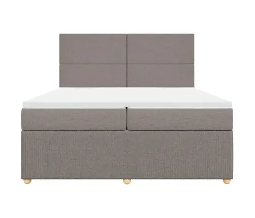 Atsperu Gultas Rāmis Ar Matraci, Pelēkbrūns, 200X200 Cm, Audums Vidaxl