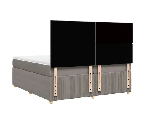 Atsperu Gultas Rāmis Ar Matraci, Pelēkbrūns, 200X200 Cm, Audums Vidaxl