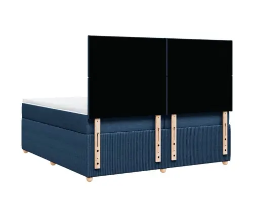 Atsperu Gultas Rāmis Ar Matraci, Zils Audums, 200X200 Cm Vidaxl