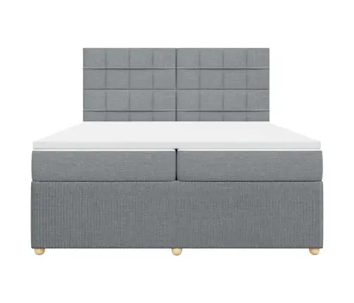 Atsperu Gulta Ar Matraci, Gaiši Pelēka Audums, 200X200Cm Vidaxl