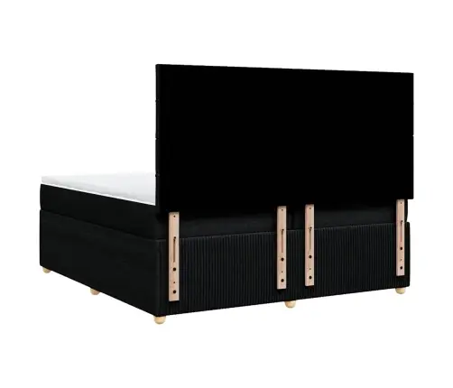 Lova Su Spyruoklėmis Ir Čiužiniu, Juoda, 200X200 cm Audinys