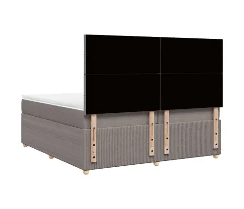 Atsperu Gultas Rāmis Ar Matraci, Pelēkbrūns, 200X200 Cm, Audums Vidaxl