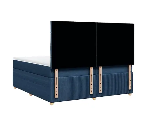 Atsperu Gultas Rāmis Ar Matraci, Zils Audums, 200X200 Cm Vidaxl