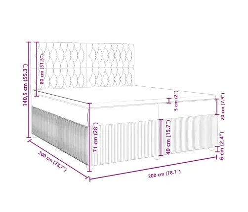 Atsperu Gultas Rāmis Ar Matraci, Melna Audums, 200X200 Cm Vidaxl