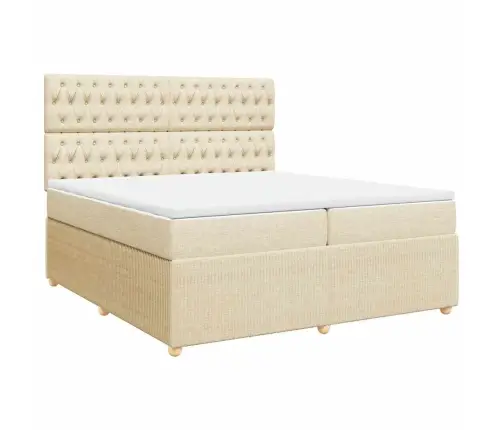 Atsperu Gultas Rāmis Ar Matraci, Krēmkrāsas Audums, 200X200 Cm Vidaxl