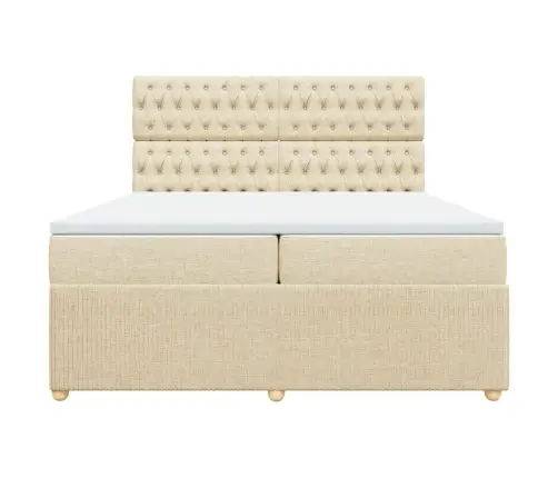 Atsperu Gultas Rāmis Ar Matraci, Krēmkrāsas Audums, 200X200 Cm Vidaxl