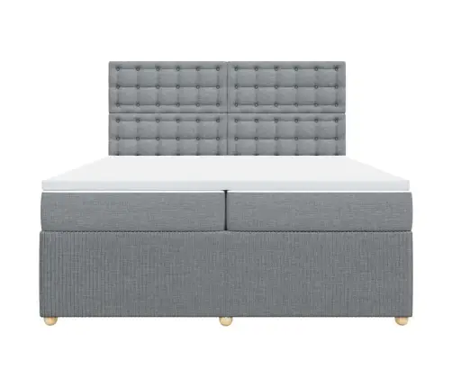 Atsperu Gulta Ar Matraci, Gaiši Pelēka Audums, 200X200Cm Vidaxl