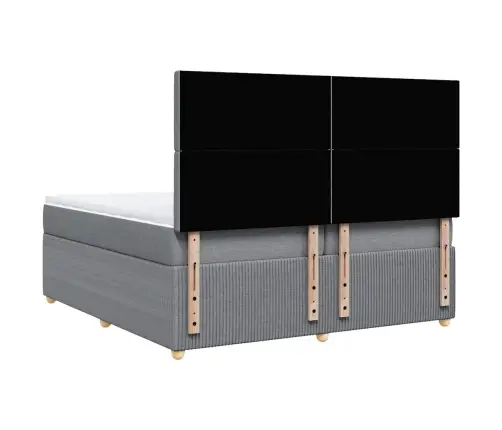 Atsperu Gulta Ar Matraci, Gaiši Pelēka Audums, 200X200Cm Vidaxl