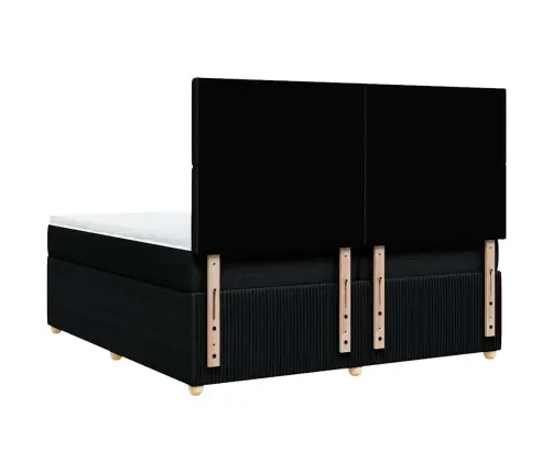 Lova Su Spyruoklėmis Ir Čiužiniu, Juoda, 200X200 cm Audinys