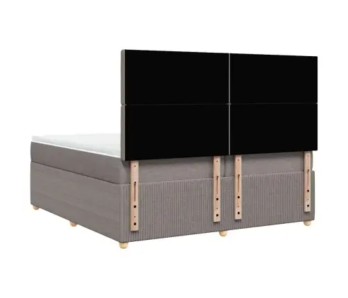 Atsperu Gultas Rāmis Ar Matraci, Pelēkbrūns, 200X200 Cm, Audums Vidaxl