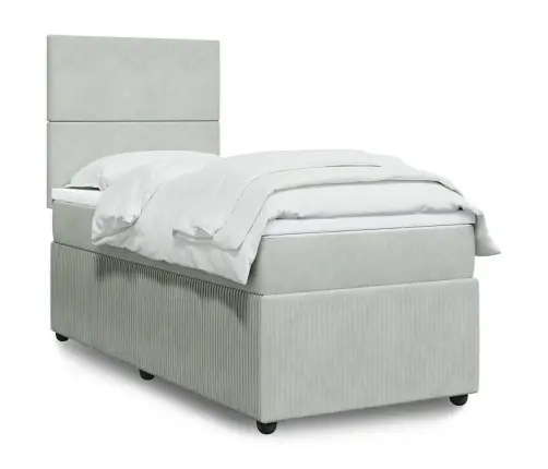 Atsperu Gulta Ar Matraci, Gaiši Pelēka Samts, 80X200 Cm Vidaxl