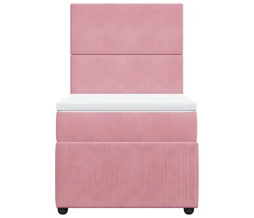 Atsperu Gulta Ar Matraci, Rozā Samts, 80X200 Cm Vidaxl