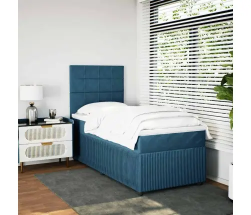 Atsperu Gulta Ar Matraci, Tumši Zils Samts, 80X200 Cm Vidaxl