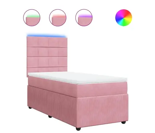 Atsperu Gulta Ar Matraci, Rozā Samts, 80X200 Cm Vidaxl