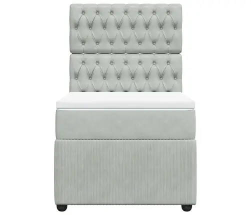 Atsperu Gulta Ar Matraci, Gaiši Pelēka Samts, 80X200 Cm Vidaxl