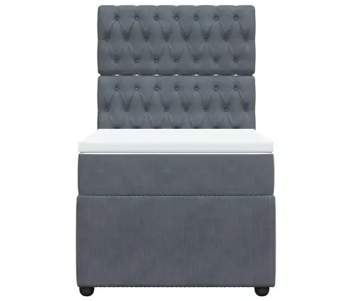 Lova Su Spyruoklėmis Ir Čiužiniu, Pilka, 80X200cm Aksomas