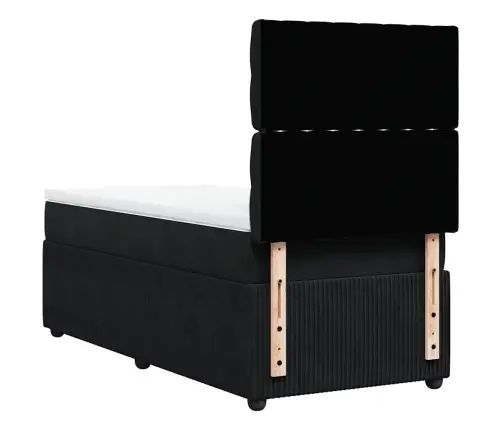 Kontinentaalvoodi Madratsiga, Must, 80X200 cm Samet