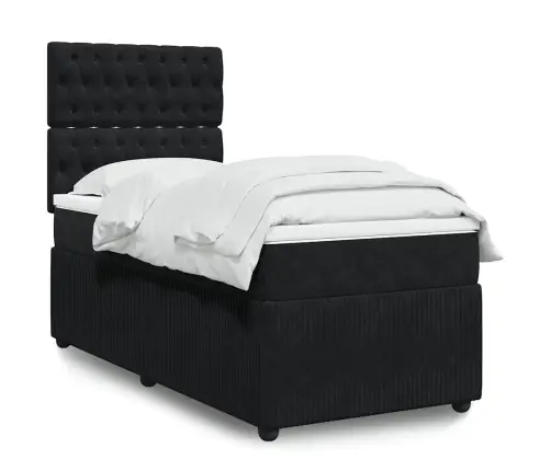 Kontinentaalvoodi Madratsiga, Must, 80X200 cm Samet