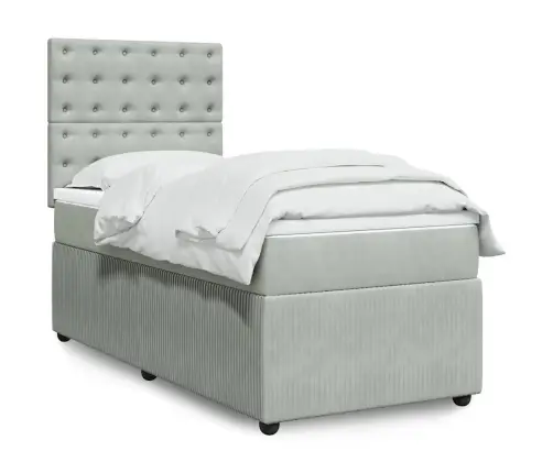 Atsperu Gulta Ar Matraci, Gaiši Pelēka Samts, 80X200 Cm Vidaxl