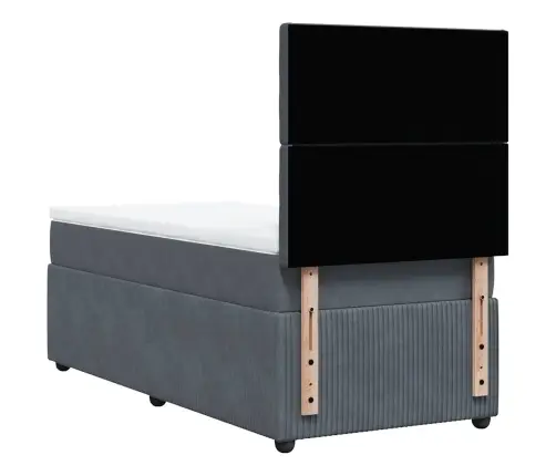 Lova Su Spyruoklėmis Ir Čiužiniu, Pilka, 80X200cm Aksomas