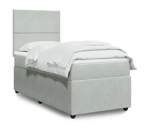 Kontinentaalvoodi Madratsiga, Helehall, 90X190 cm Samet