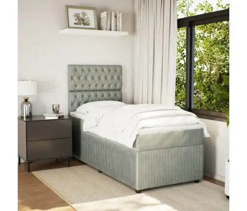 Kontinentaalvoodi Madratsiga, Helehall, 90X190 cm Samet Kontinentaalvoodi Madratsiga, Helehall, 90X190 cm Samet