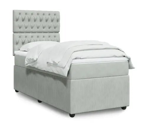 Kontinentaalvoodi Madratsiga, Helehall, 90X190 cm Samet Kontinentaalvoodi Madratsiga, Helehall, 90X190 cm Samet