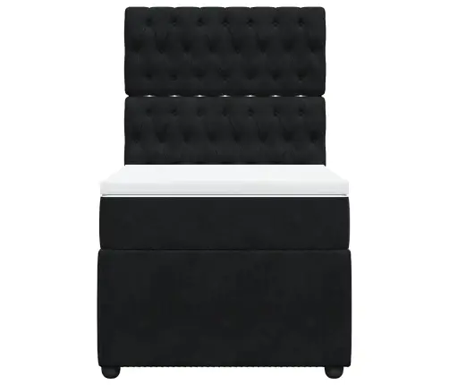 Atsperu Gulta Ar Matraci, Melna Samts, 90X190 Cm Vidaxl