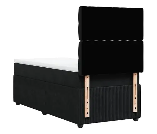 Atsperu Gulta Ar Matraci, Melna Samts, 90X190 Cm Vidaxl