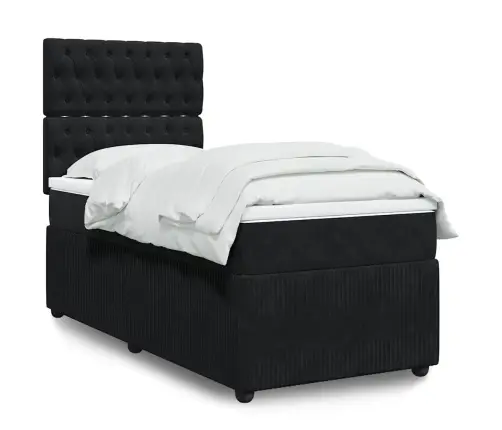 Atsperu Gulta Ar Matraci, Melna Samts, 90X190 Cm Vidaxl