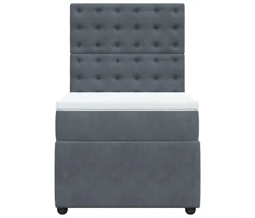 Lova Su Spyruoklėmis Ir Čiužiniu, Pilka, 90X190 cm Aksomas