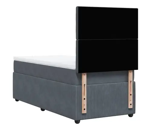 Lova Su Spyruoklėmis Ir Čiužiniu, Pilka, 90X190 cm Aksomas