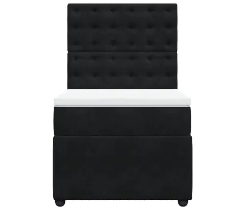 Atsperu Gulta Ar Matraci, Melna Samts, 90X190 Cm Vidaxl