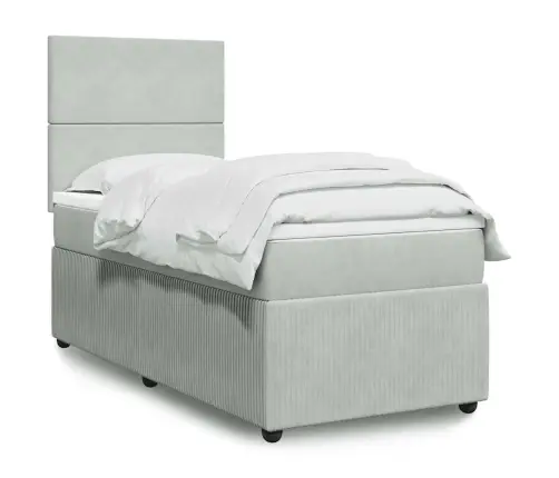 Kontinentaalvoodi Madratsiga, Helehall, 90X200 cm Samet