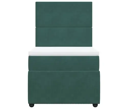 Lova Su Spyruoklėmis Ir Čiužiniu, Žalia, 90X200 cm Aksomas