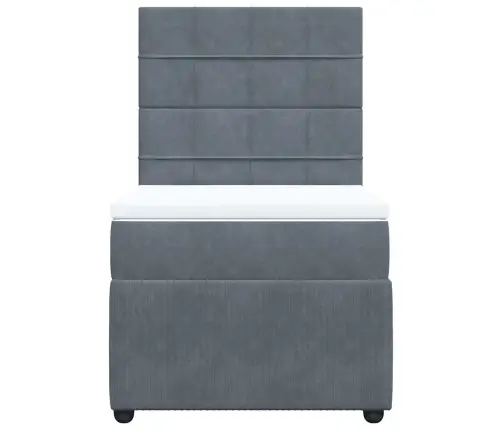 Kontinentaalvoodi Madratsiga, Tumehall, 90X200 cm Samet