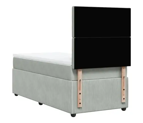 Lova Su Spyruoklėmis Ir Čiužiniu, Pilka, 90X200 cm Aksomas