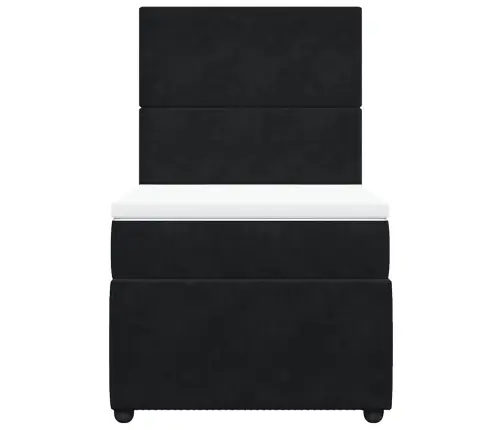 Lova Su Spyruoklėmis Ir Čiužiniu, Juoda, 100X200 cm Aksomas