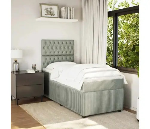 Kontinentaalvoodi Madratsiga, Helehall, 100X200 cm Samet