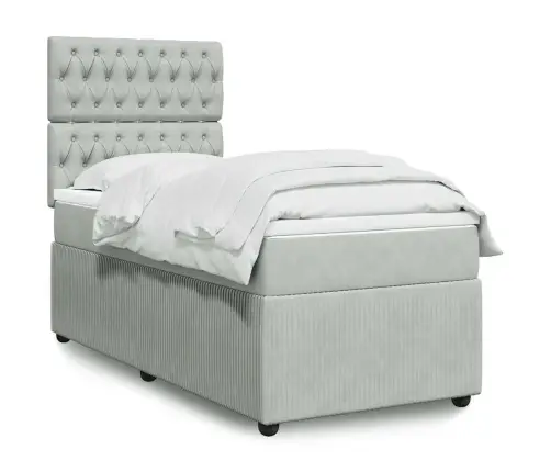 Kontinentaalvoodi Madratsiga, Helehall, 100X200 cm Samet