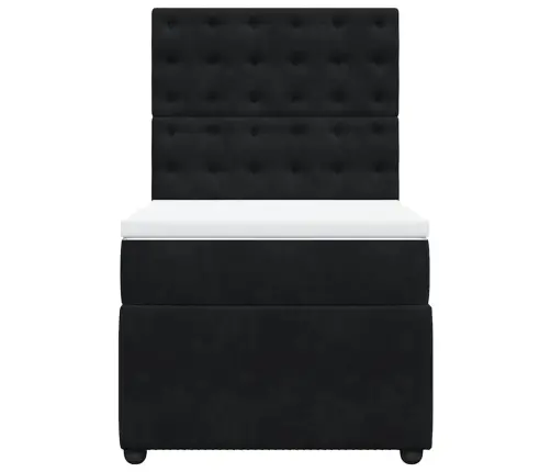 Atsperu Gulta Ar Matraci, Melna Samts, 100X200 Cm Vidaxl