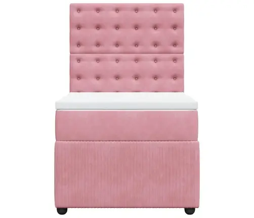 Atsperu Gulta Ar Matraci, Rozā Samts, 100X200 Cm Vidaxl